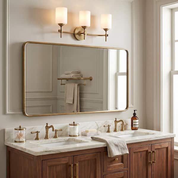 洋楽 Waikiki Brass Quoizel Aria 3-Light Weathered Brass Vanity Light ARI8622WS - The