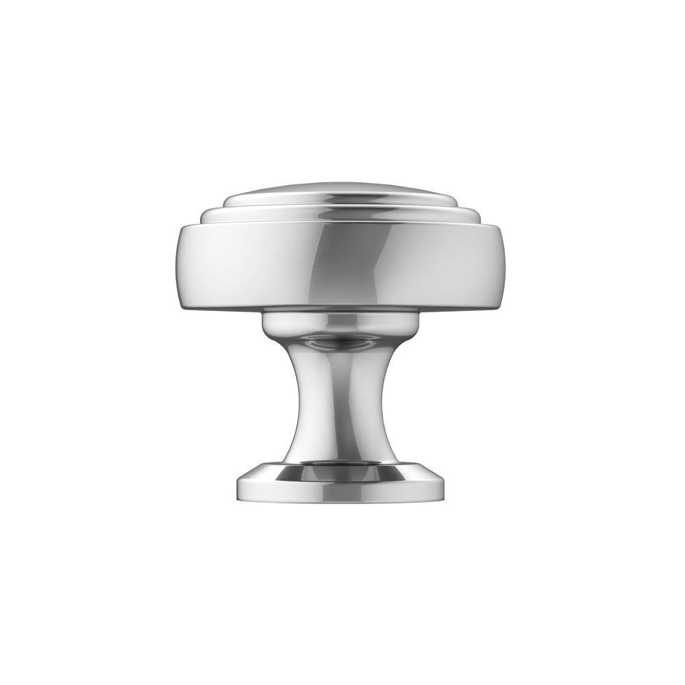 Polished Chrome Round Cabinet Knob with Mounting Hardware