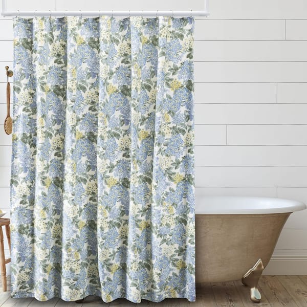Hydrangea 72 in. Blue Shower Curtain