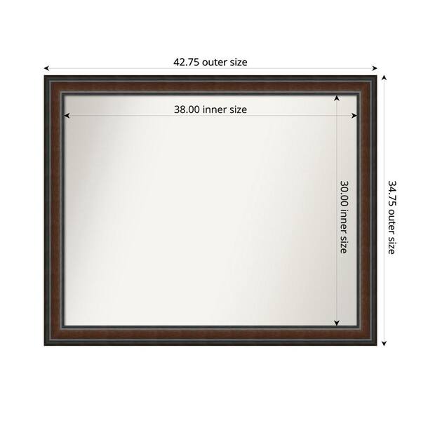 Amanti Art Cyprus Walnut 42.75 in. x 34.75 in. Custom Non-Beveled Wood Framed Bathroom Vantiy Wall Mirror