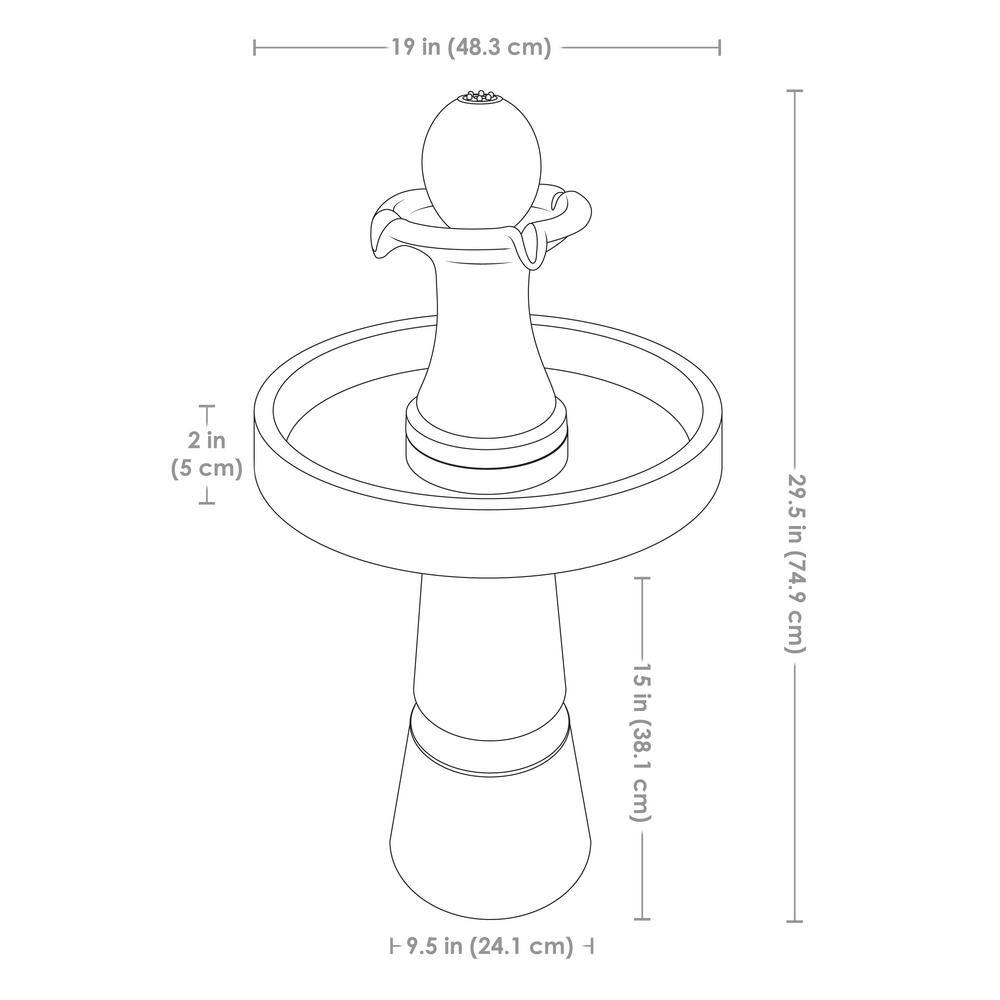 Contemporary Gray and Black Polyresin Outdoor Water Fountain with LED Light