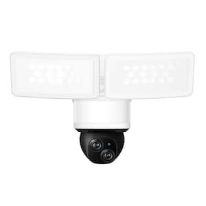 E340 Outdoor Hardwired Floodlight Security Camera with Pan and Tilt Dual Lens 2,000 Lumens Local Storage No Monthly Fees