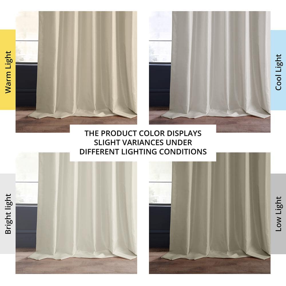 Off White Faux Silk Blackout Pleated Drape Panel