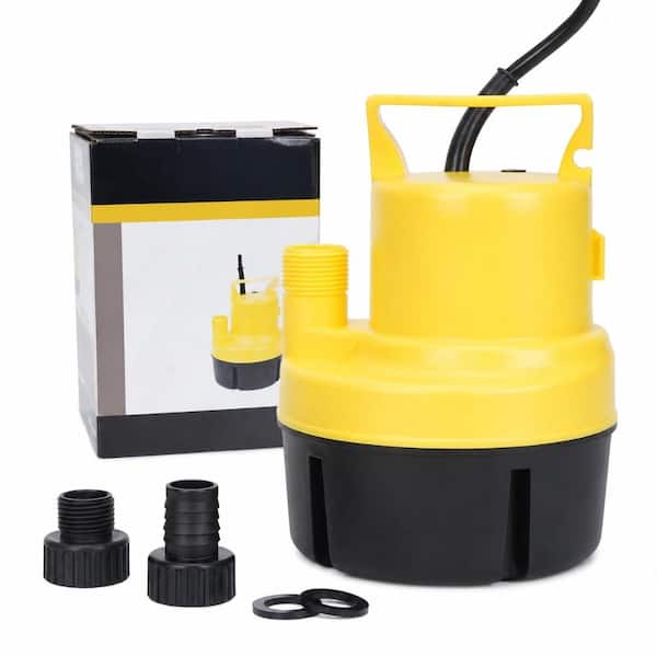 1/4 HP Submersible Utility Water Pump 1500 GPH Portable Thermoplastic Drain Pump with 10 ft Cord