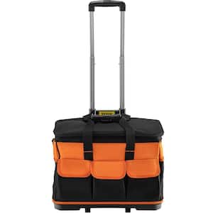 20 in. Rolling Tool Bag 198 lbs. Load Capacity 17-Pockets Bag Oxford Fabric Material with Telescoping Handle
