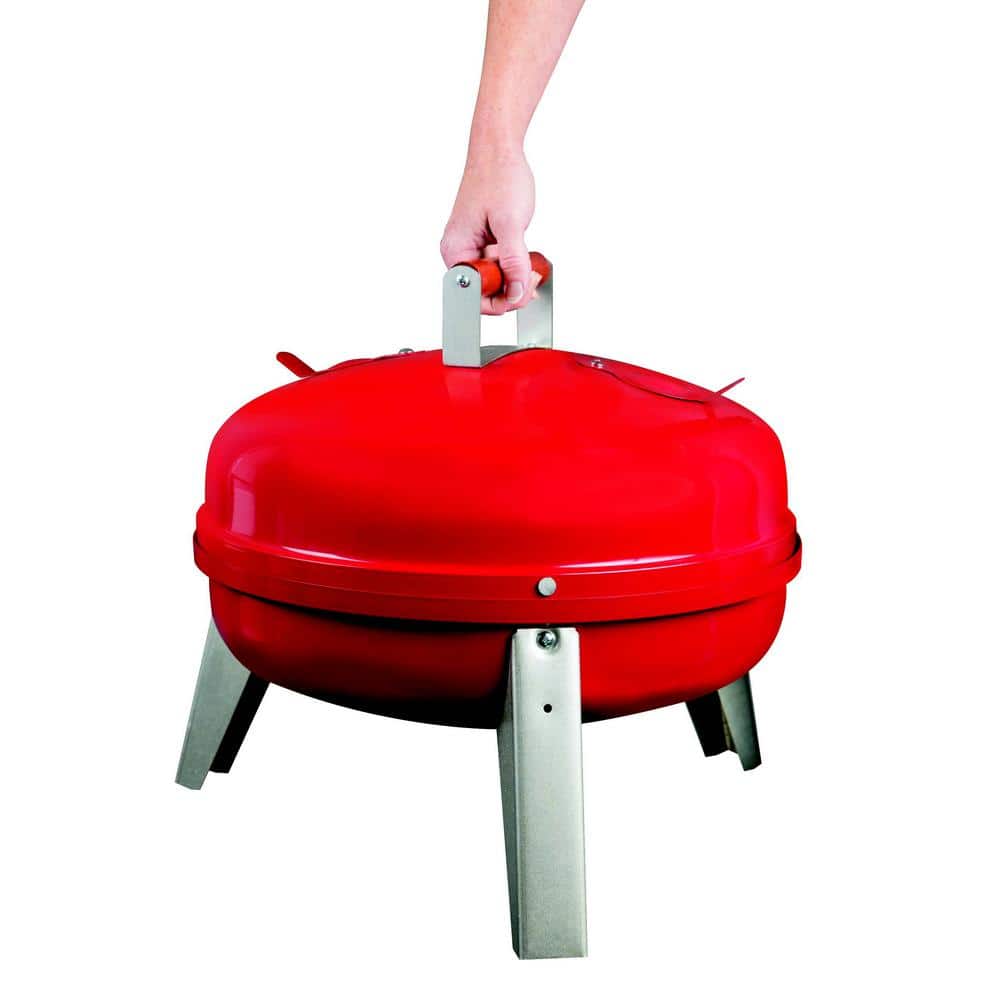Red Dual-Fuel Charcoal and Electric Portable Grill