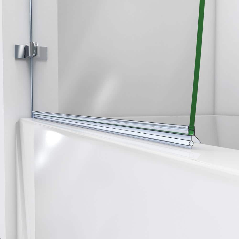 Aqua Uno 60" Clear Glass Frameless Hinged Tub Door