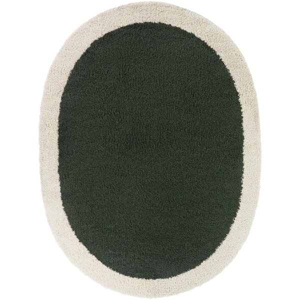 Odelle Green 5 ft. 3 in. x 6 ft. 11 in. Oval Solid Border Area Rug