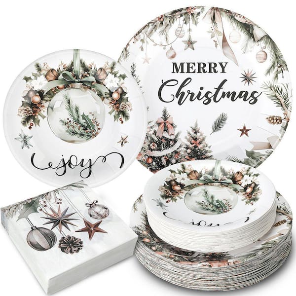 200Pcs Christmas Dinnerware Set in Fresh Style with Red and Green