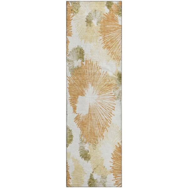 Mayfield Premium Machine Washable Abstract AMF2132 Coral 2 ft. x 7 ft. Runner Rug