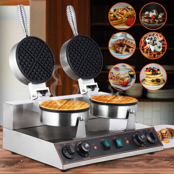 Garvee 2600-Watt Double Round Waffle Stainless Steel Belgian
