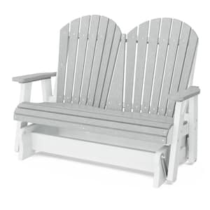 Heritage 2-Person Light Gray and White Plastic Outdoor Double Glider