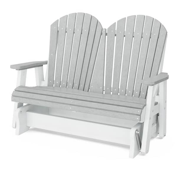 Wildridge Heritage 2-Person Light Gray and White Plastic Outdoor Double Glider