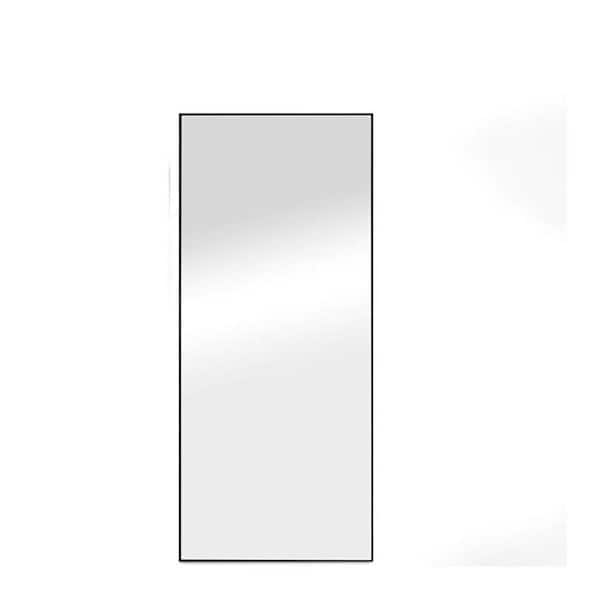 Unbranded 17 in. W x 60 in. H Rectangular Wall-Mounted Wood Frame Freestanding Bathroom Vanity Mirror in Black, Full Length Mirror