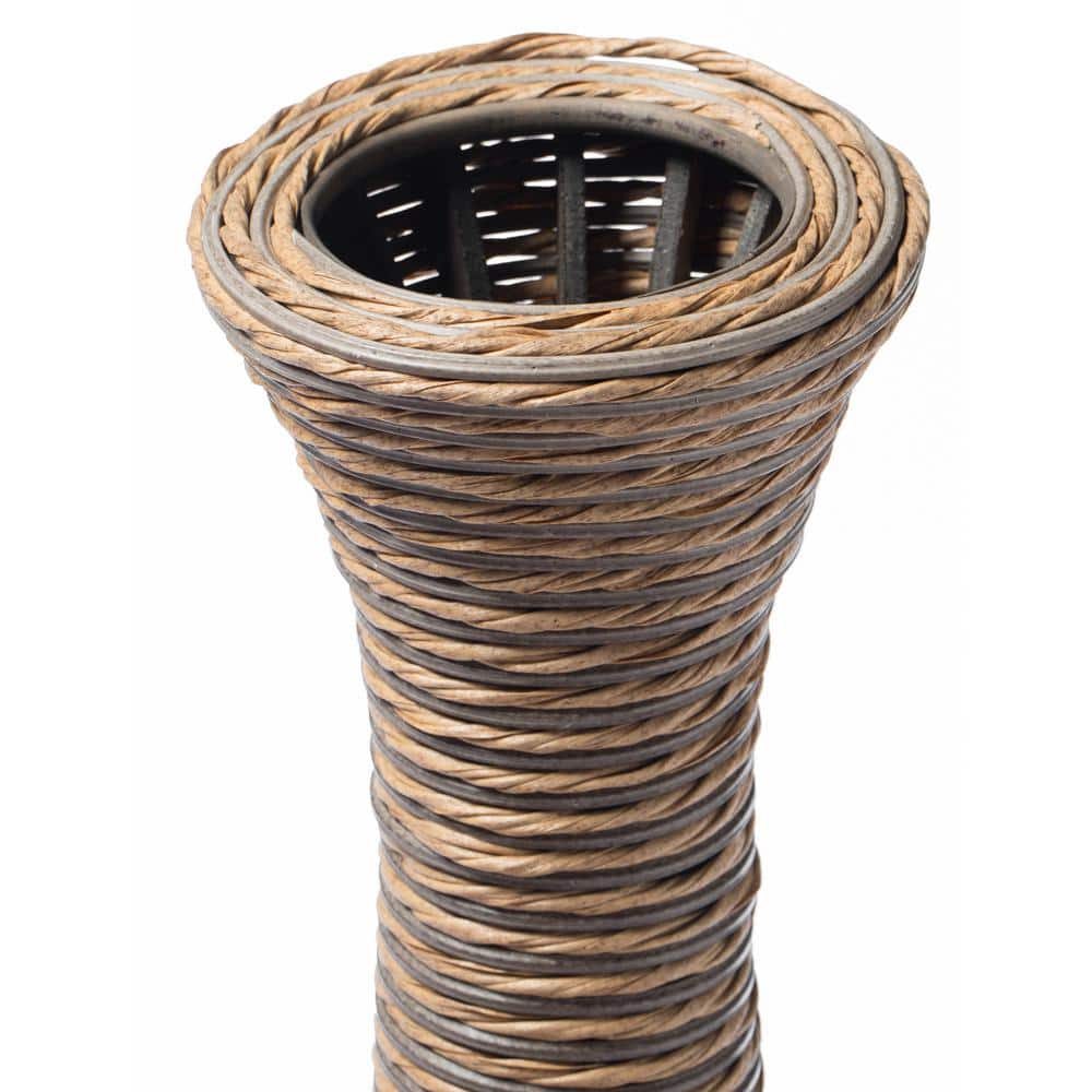 Beige Tall Artificial Rattan Floor Vase, 38 Inches
