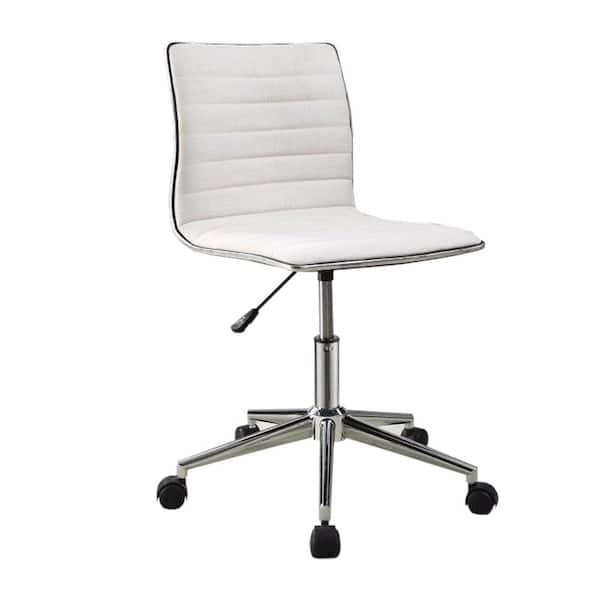 Benjara Contemporary White Polyurethane Seat Polyester Mid Back Desk Chair