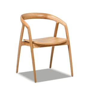 Simeon 21 in. Scandinavian Modern Sculpted Oak Wood Dining Chair in Warm Natural Brown