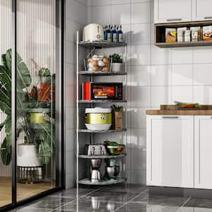 FUNKOL 7-Tier Black Kitchen Shelf Metal Storage Shelf Height Adjustable  W15506WMQ5921 - The Home Depot