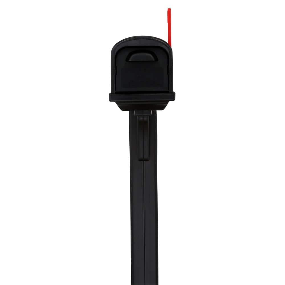 Classic Black Plastic Double Door Post Mount Mailbox