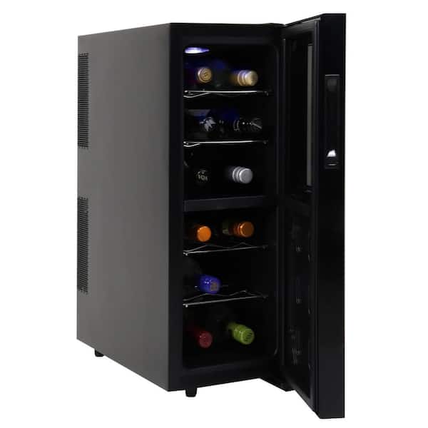 Koolatron 12 Bottle Dual Zone Wine Cooler, Black, 1.2 cu. ft.. (33L) Freestanding Wine Fridge