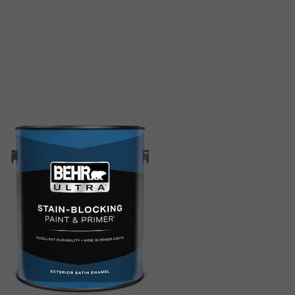 BEHR ULTRA 1 gal. #N520-6 Asphalt Gray Satin Enamel Exterior Paint & Primer