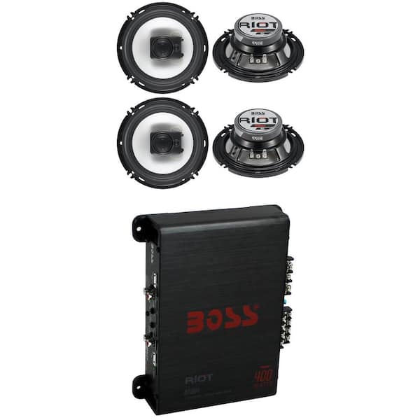 6.5 in. 300-Watt 3-Way Coaxial Speakers plus R1004 400-Watt 4 Channel Amplifier Amp