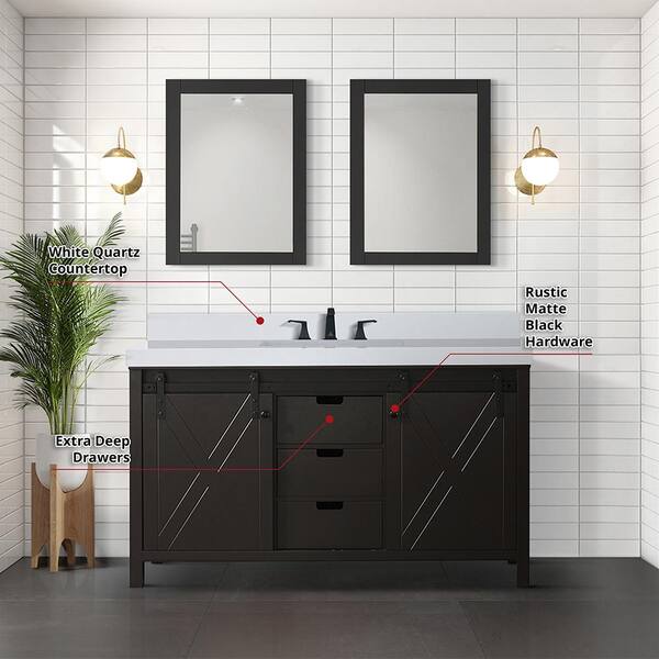 Lexora Marsyas 60-in Brown Bathroom Vanity Cabinet (Mirror Included)