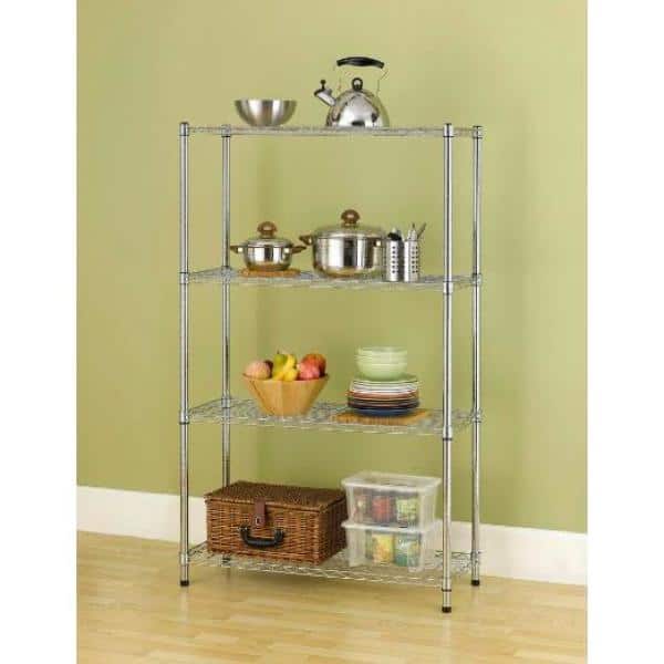 HDX Shelving Unit 4-Tier Steel Wire Chrome (36