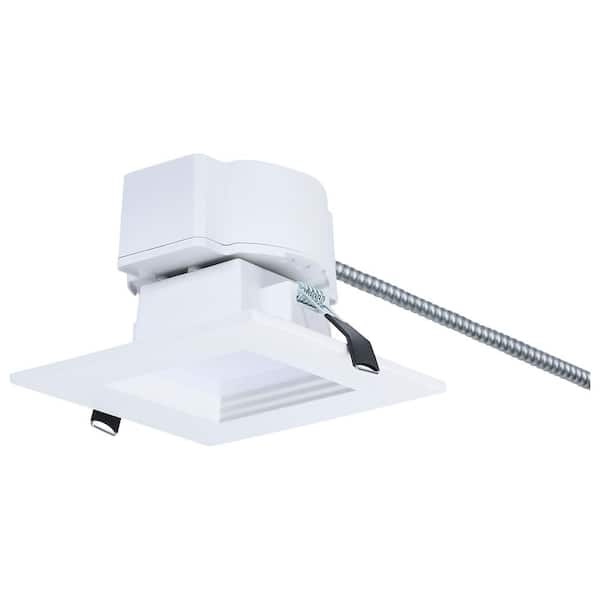 4 in. 13. 5W CCT Selectable Square LED Commercial Downlight Dual Dimming Integrated LED Recessed Light Trim 120-347 Volt