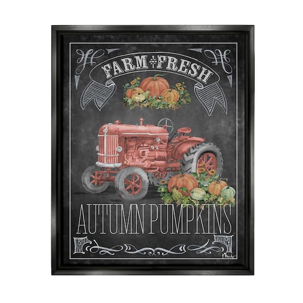 Stupell Industries Autumn Tractor Chalkboard by Paul Brent 1 Piece Floater Frame Graphic Print Travel Poster Art Print 31 in. x 25 in.