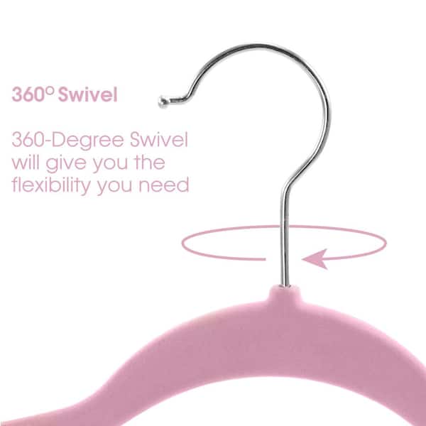 Simplify Durable Velvet Clothing Shirt Hangers, 100 Pack, Pink