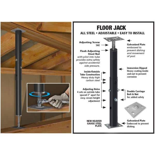 Adjustable Jack Post 8 ft Sagging Floor Basement Beam Porch Steel Support Column 