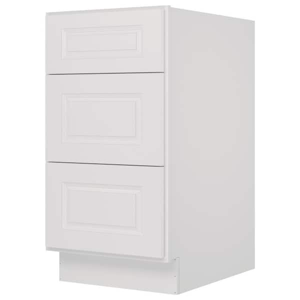 HOMEIBRO 18 in. Wx24 in. Dx34.5 in. H in Raised Panel Dove Plywood Ready to Assemble Drawer Base Kitchen Cabinet with 3 Drawers
