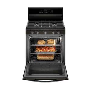 5.8 cu. ft. Smart Freestanding Gas Range in Fingerprint Resistant Black Stainless with EZ-2-LIFT Grates