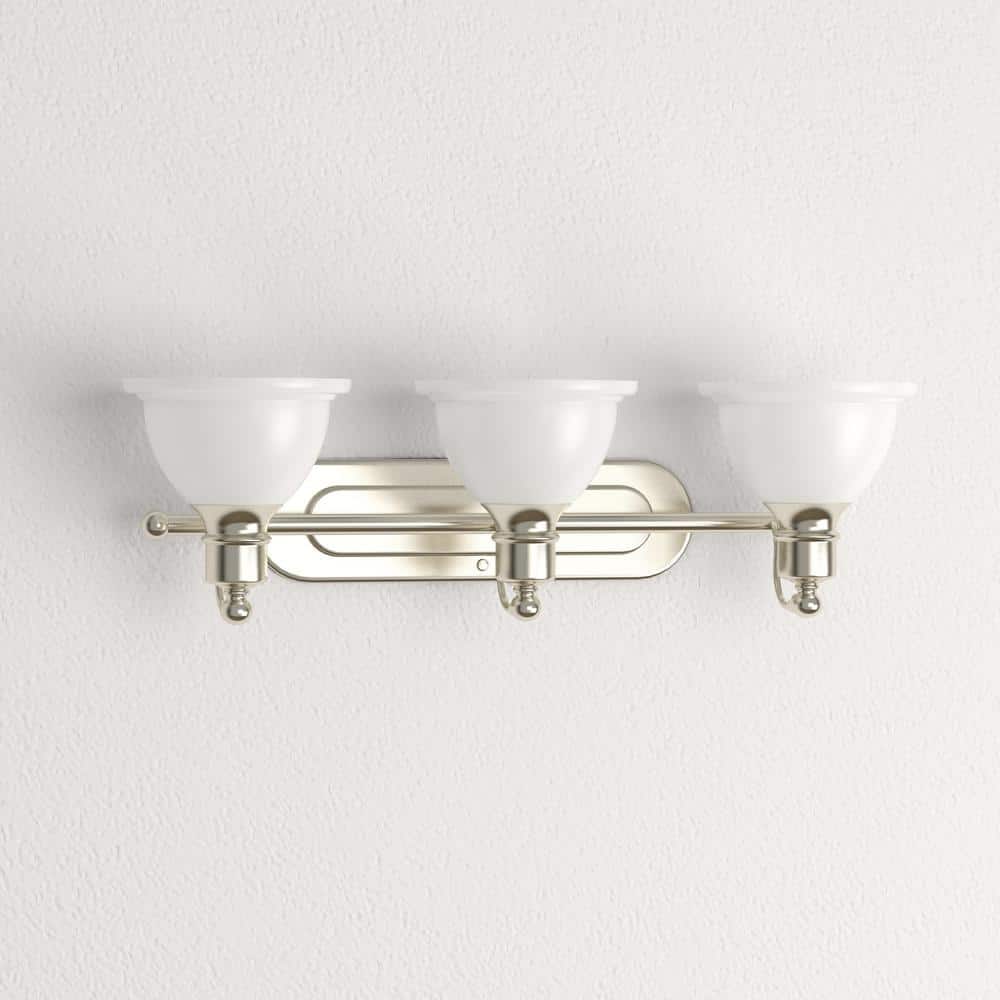 Madison Brushed Nickel 3-Light Wall Sconce with White Etched Glass