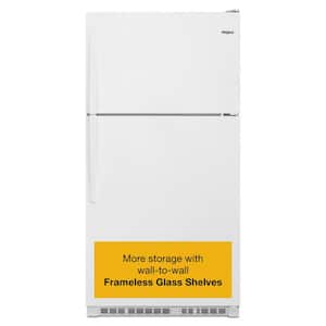 33 in. 20.5 cu. ft. Wide Top Freezer Refrigerator in White with Frameless Glass Shelves