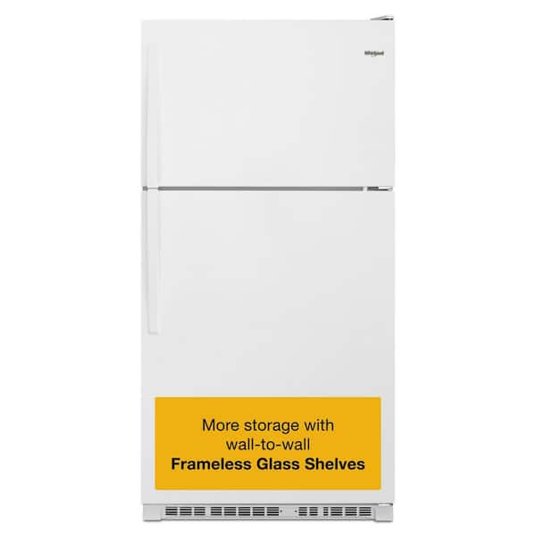 33 in. 20.5 cu. ft. Wide Top Freezer Refrigerator in White with Frameless Glass Shelves