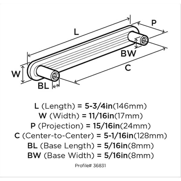 Amerock Concentric 5-1/16 in. (128mm) Modern Gunmetal Bar