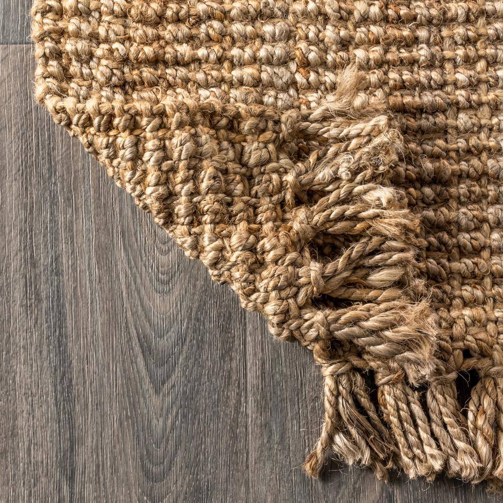 Ivory Handmade Braided Reversible Jute Area Rug