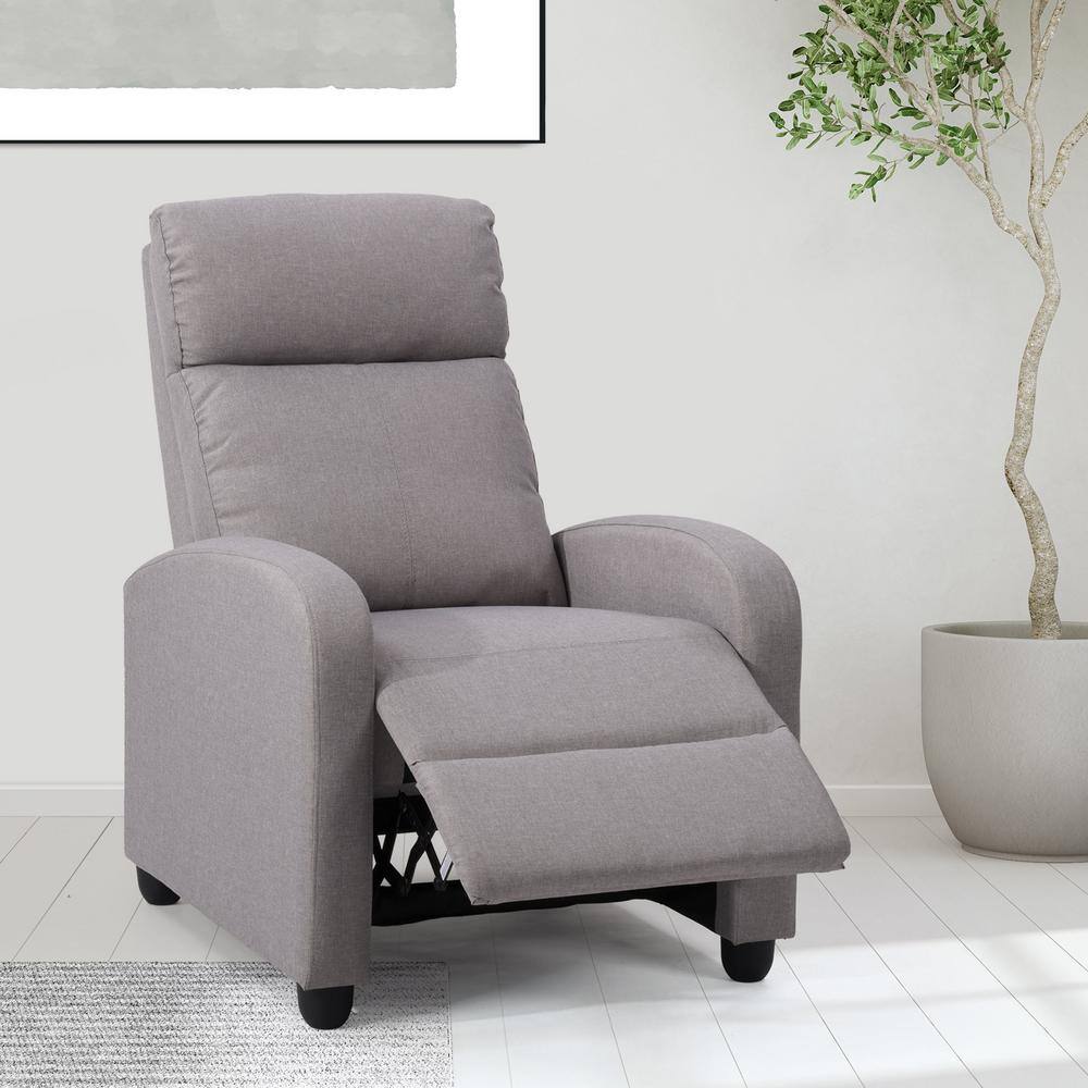 Light Grey Fabric Recliner Accent Chair with Wood Frame