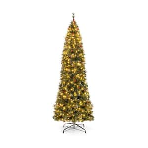 8 ft.Pre-Lit Artificial Hinged Slim Pencil Christmas Tree