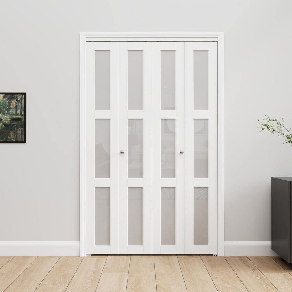 EH PUERTA 48 in. x 80 in. 3-Lite Tempered Frosted Glass and Solid