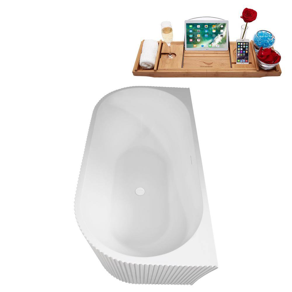 58.5" Glossy White Acrylic Freestanding Double Slipper Tub