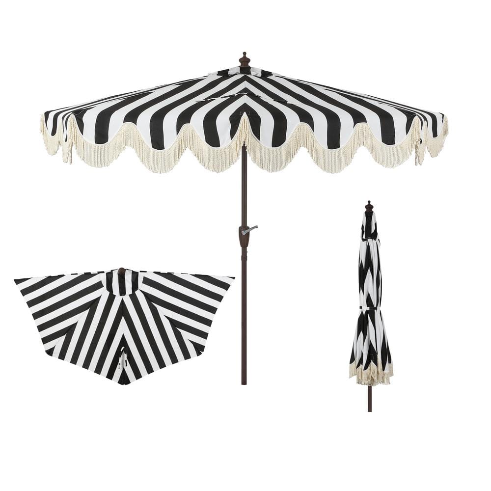 Black And White Striped Patio Umbrellanull