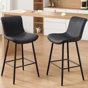Black Faux Leather Counter Height Bar Stools (Set of 2)