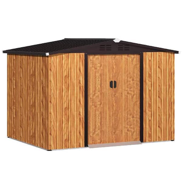 6 ft. W x 8 ft. D Metal Shed with Double Lockable Door in Brown (48 sq. ft. )