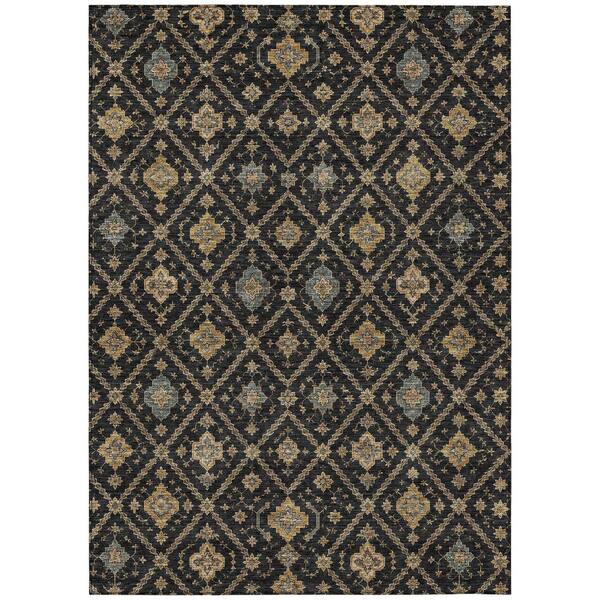 Chantille Machine Washable Indoor/Outdoor Abstract ACN3131 Black 8 ft. x 10 ft. Area Rug