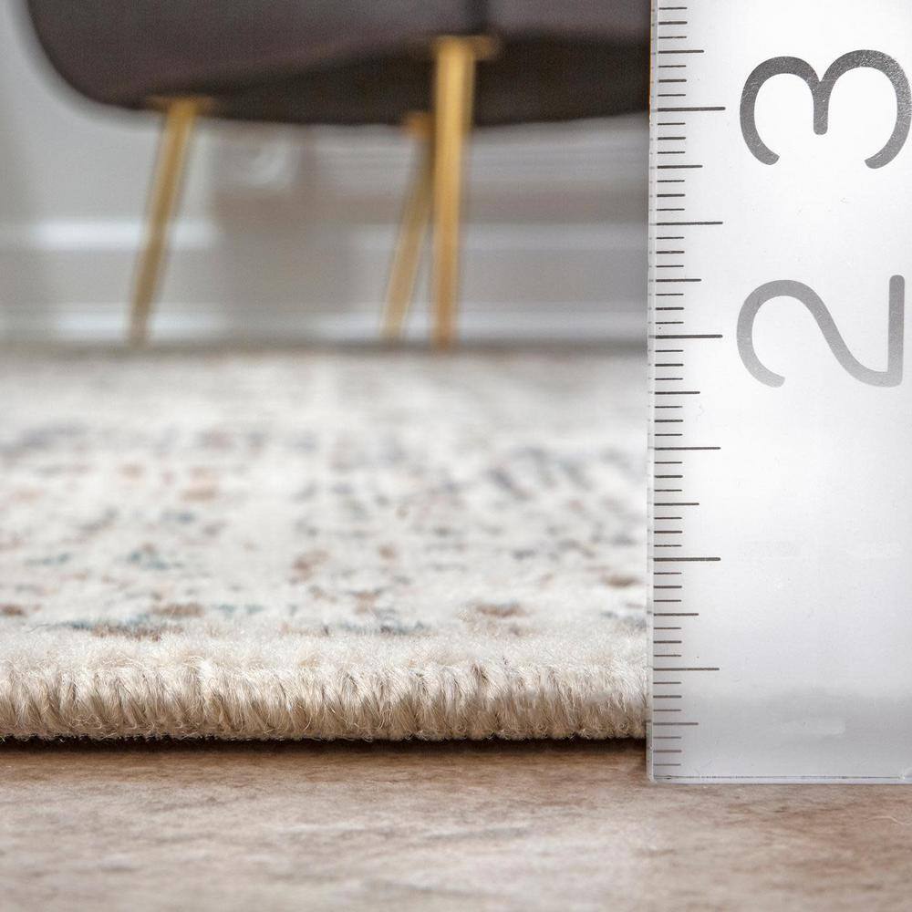 Tanith Cream and Beige Synthetic Medallion Area Rug 3x5