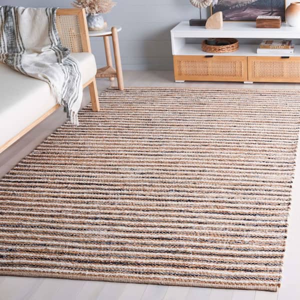 Cape Cod 3 ft. x 5 ft. Natural/Navy Striped Abstract Area Rug