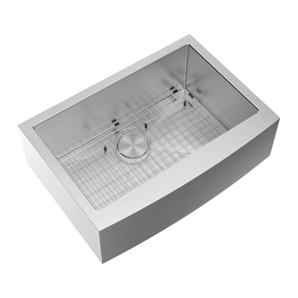 30-Inch Brushed Stainless Steel Farmhouse Apron-Front Sink
